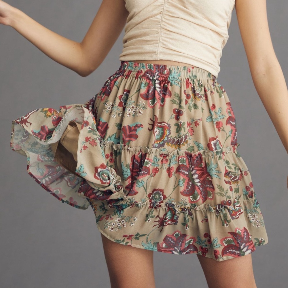 *Anthropologie Let Me Be Chiffon Mini Skirt - Picture 1 of 5